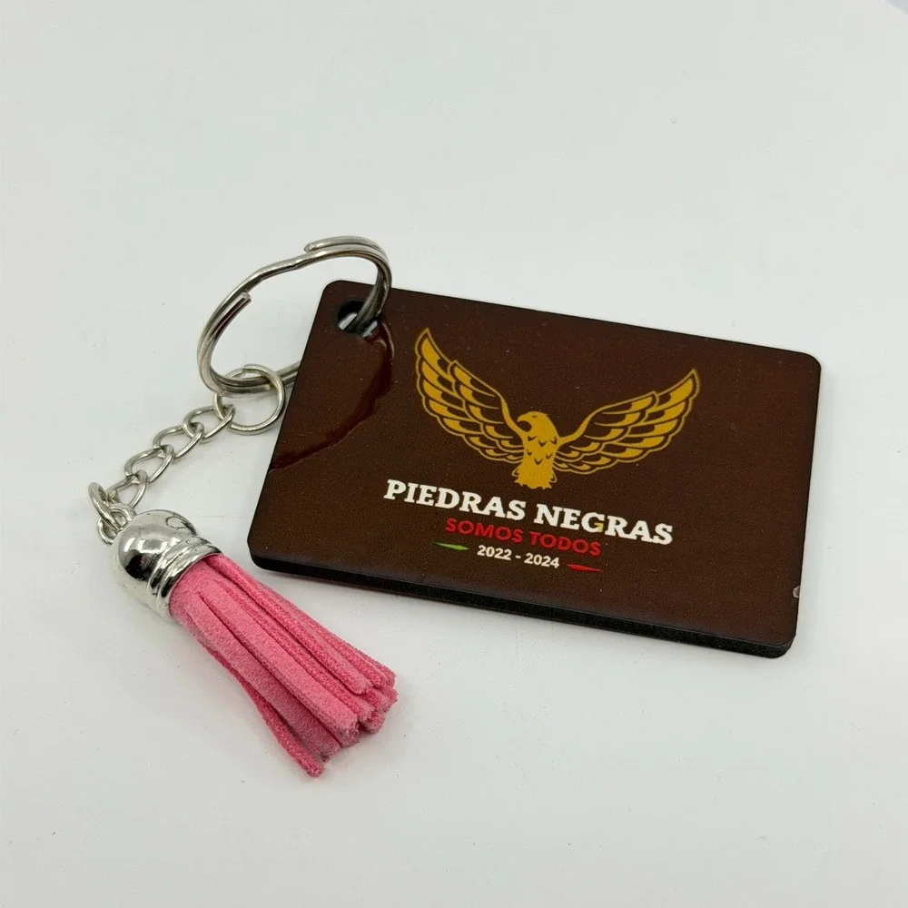 Piedras Negras Somos Todos 2022-2024 Eagle Keychain Pink Tassel Coahuila Mexico